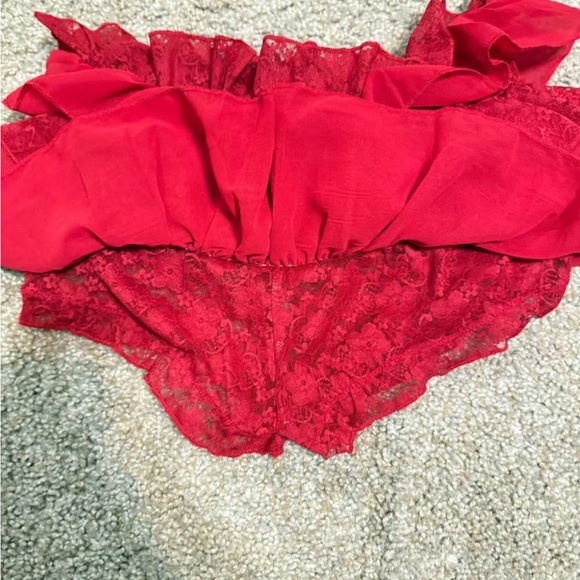 Red Lace Ruffle Skirt - Picture 2 of 2